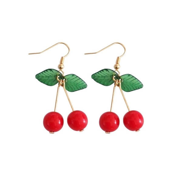 Cherry Stem Rockabilly Fun Fruit Earrings NWT - Picture 2 of 3